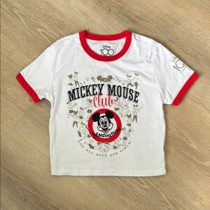 Disney Mickey Mouse Ringer Tee White Red